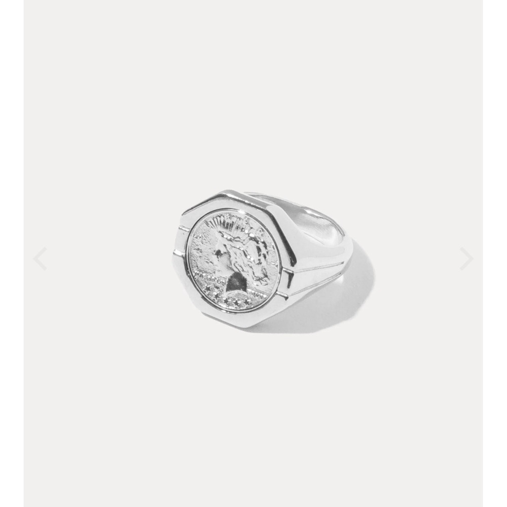 Miranda Frey silver coin signet ring, size 3